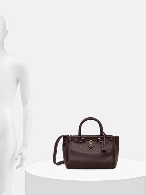 Tommy Hilfiger torebka skórzana kolor brązowy AW0AW17926