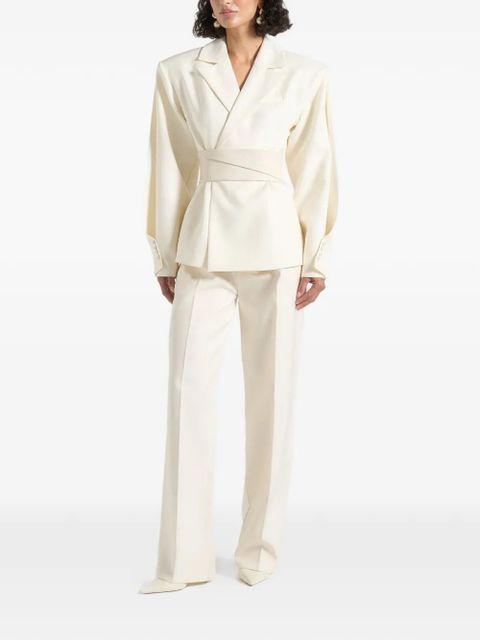 Manière De Voir Marie twist-sleeve belted blazer - Neutrals