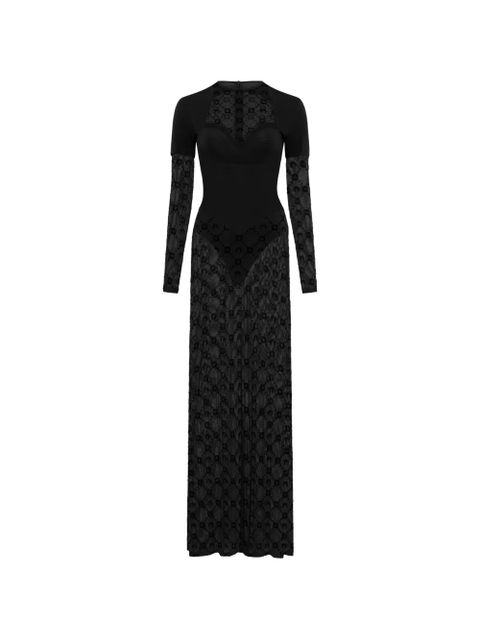 Marine Serre layered mesh flock dress - Black - zdjęcie produktu nr 1