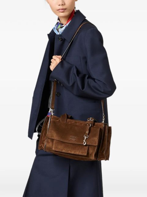 Miu Miu Utilitaire suede shoulder bag - Brown - zdjęcie produktu nr 2