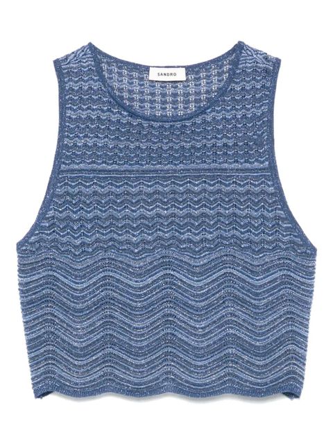 SANDRO glitter-knit top - Blue