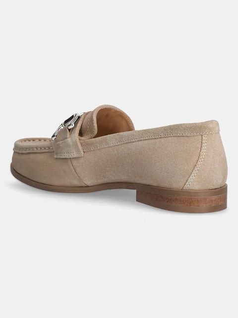 Medicine mokasyny zamszowe damskie kolor beżowy na płaskim obcasie