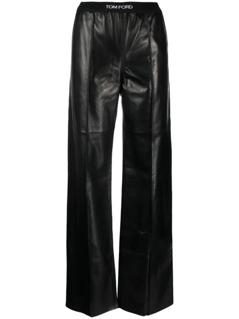 TOM FORD logo-waistband leather trousers - Black - zdjęcie produktu nr 1