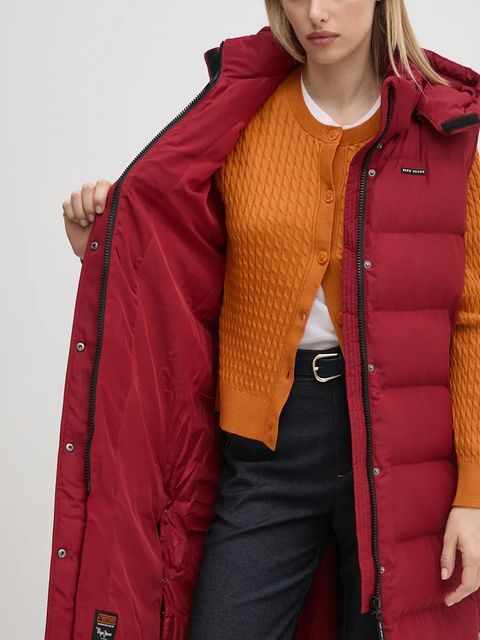 Pepe Jeans bezrękawnik BIBI VEST damski kolor czerwony zimowy PL402439