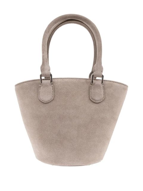 Self-Portrait charm-detail suede bucket bag - Grey