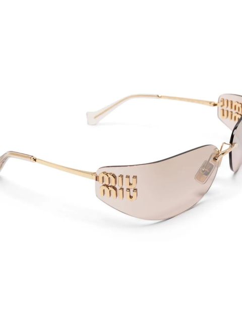 Miu Miu Eyewear logo-plaque sunglasses - Gold