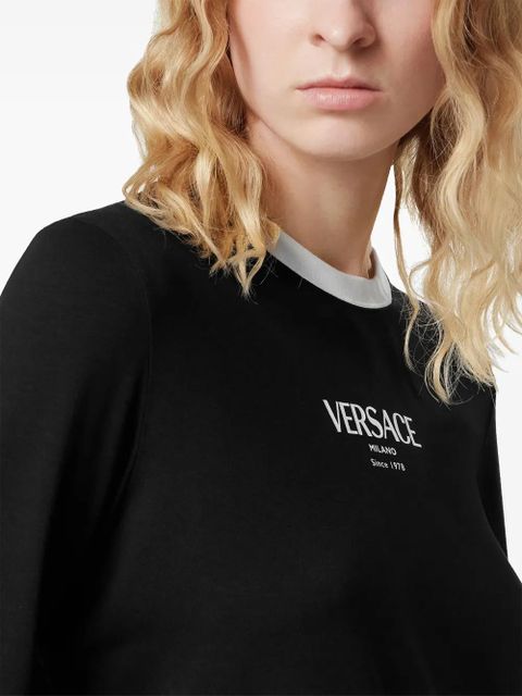 Versace logo-detail long-sleeve top - Black