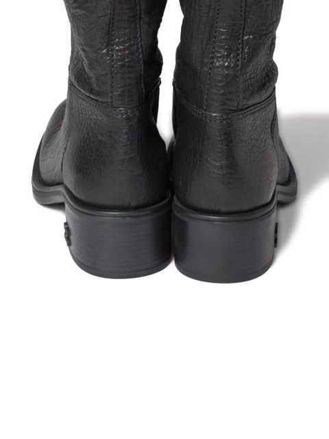 Miu Miu logo-embossed leather boots - Black