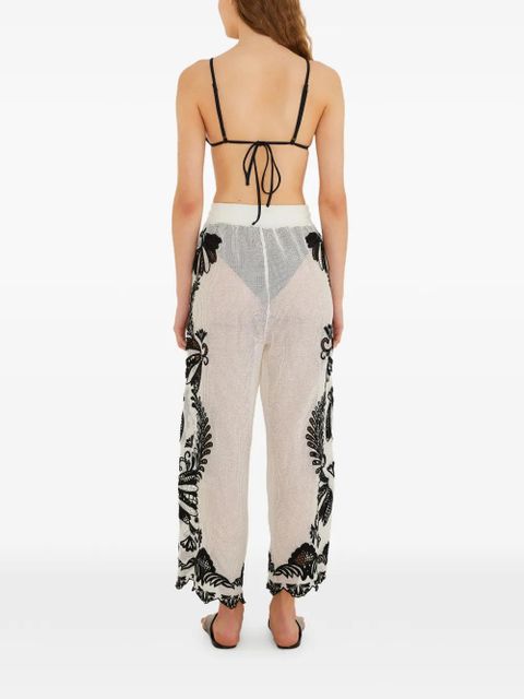 FARM Rio drawstring floral trousers - White