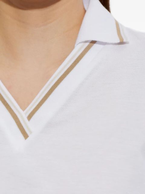 BOGNER Jula striped V-neck T-shirt - White