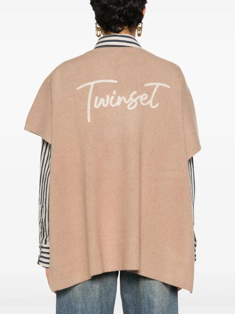TWINSET logo-embroidered poncho - Neutrals