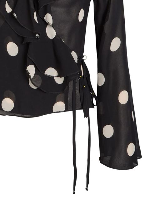 Reformation Kilah ruffled polka-dot top - Black - zdjęcie produktu nr 2