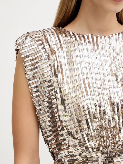 BOSS Orange bluzka damska kolor złoty z aplikacją 50548318