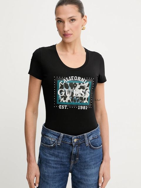 Guess t-shirt ANIMALIER damski kolor czarny W5YI27 J1314 - zdjęcie produktu nr 1