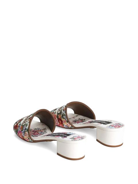 Dolce & Gabbana nappa leather mules with embroidery - White