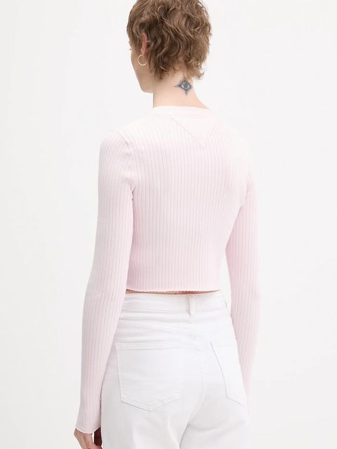 Tommy Jeans kardigan dziecięcy damski kolor różowy lekki DW0DW22023