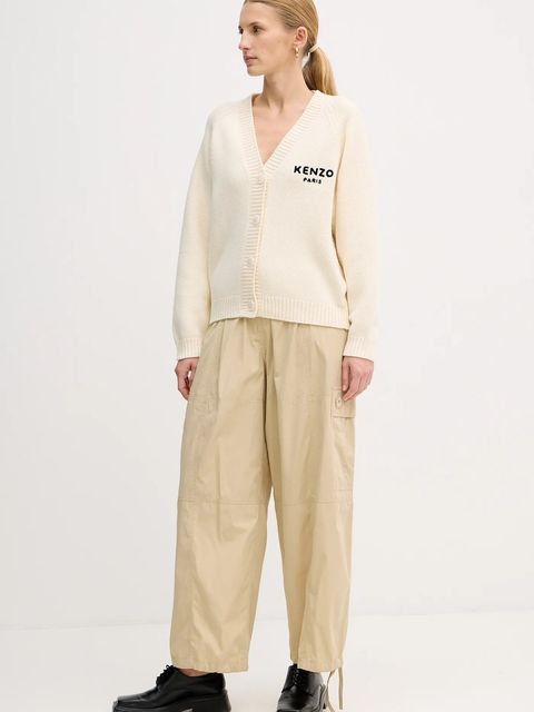 Kenzo kardigan wełniany Pop damski kolor beżowy ciepły FF52CA4983LA.02