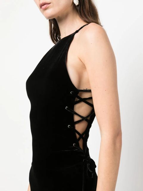 Alessandra Rich lattice lace-up gown - Black