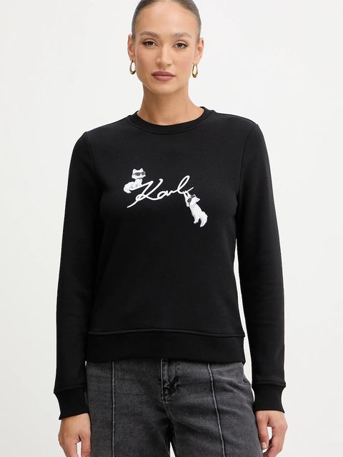 Karl Lagerfeld bluza IKON SIGNATURE damska kolor czarny z nadrukiem B1W20031 - zdjęcie produktu nr 1