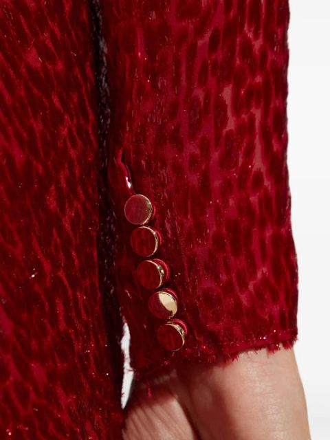 Self-Portrait lurex-detail silk dress - Red