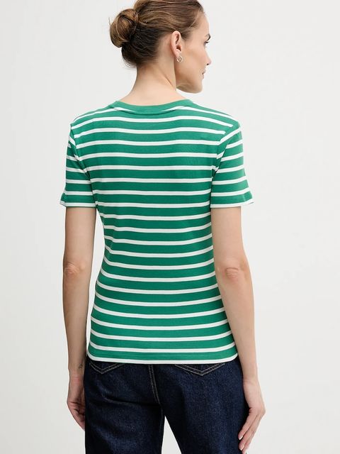 Tommy Hilfiger t-shirt bawełniany damski kolor zielony WW0WW40587