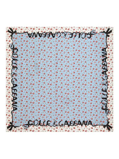 Dolce & Gabbana floral-print ribbon scarf - Blue - zdjęcie produktu nr 1