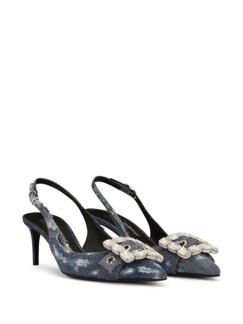 Dolce & Gabbana 60mm patchwork-denim slingback pumps - Blue - zdjęcie produktu nr 2