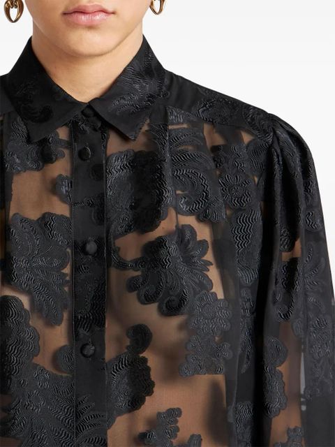 ETRO fil-coupé effect chiffon shirt - Black