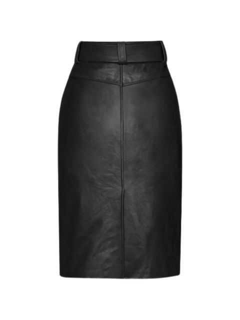Saint Laurent belted leather pencil midi skirt - Black - zdjęcie produktu nr 2