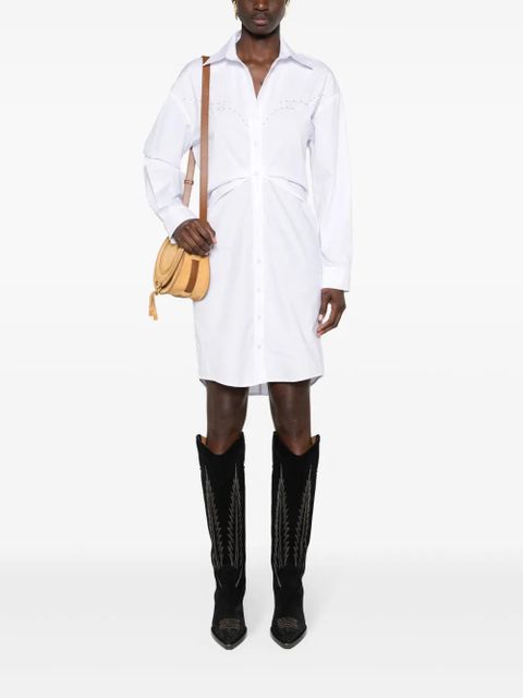 PINKO eyelet-detail cotton shirtdress - White