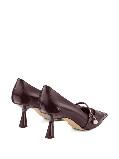 Jimmy Choo 65mm Aren pearl-embellished pointed-toe pumps - Brown