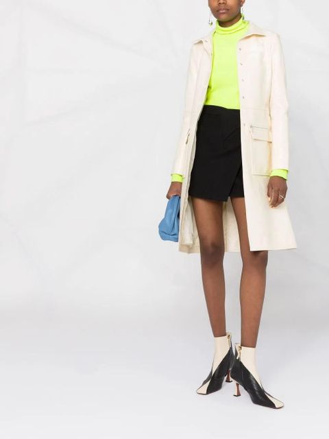 Courrèges logo-appliqué vinyl trench coat - Neutrals