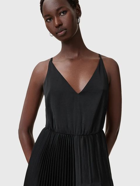 AllSaints sukienka i t-shirt JAX kolor czarny maxi rozkloszowana W326DB