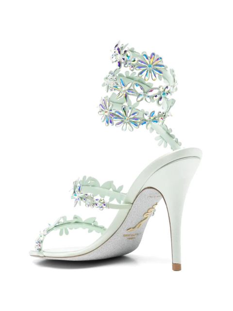 René Caovilla floral-embellished heeled sandals - Green