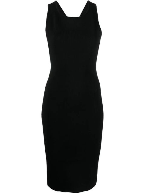 Yves Salomon ribbed cross-strap midi dress - Black - zdjęcie produktu nr 1