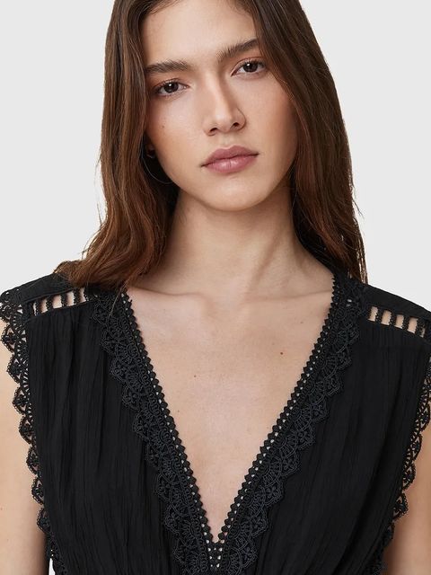 AllSaints sukienka XANTHE kolor czarny maxi rozkloszowana W302DC