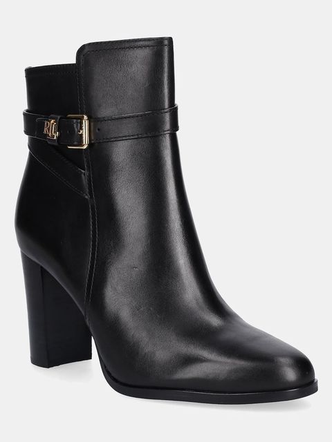 Lauren Ralph Lauren botki skórzane Brke Bt Hl 2 damskie kolor czarny na słupku 802974474001 - zdjęcie produktu nr 1
