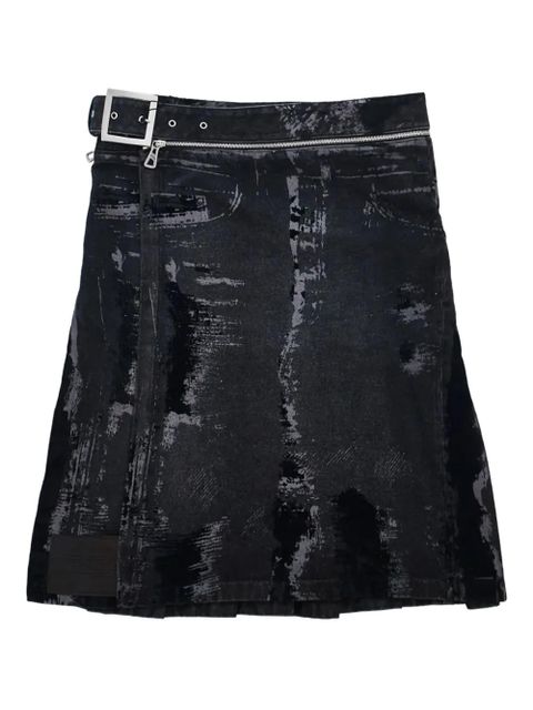 Jean Paul Gaultier flock-detail pleated skirt - Black - zdjęcie produktu nr 1