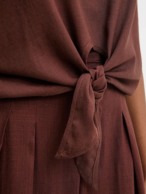 Answear.LAB komplet z lnem damski kolor brązowy