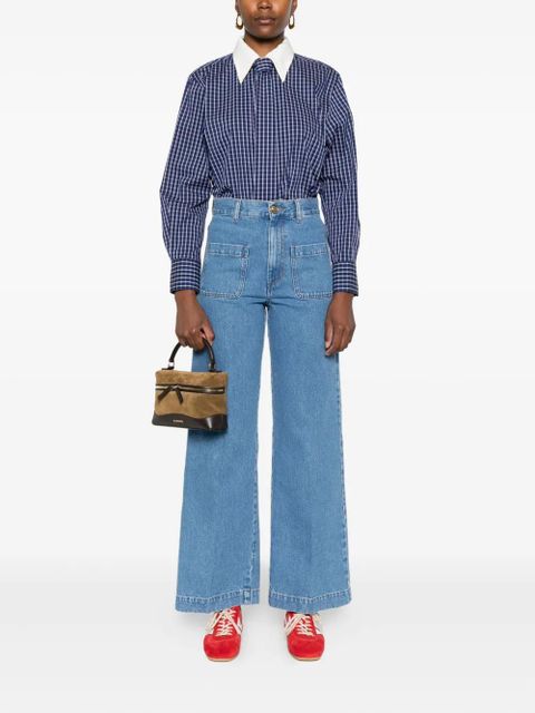 SANDRO checked tie-neck blouse - Blue - zdjęcie produktu nr 2