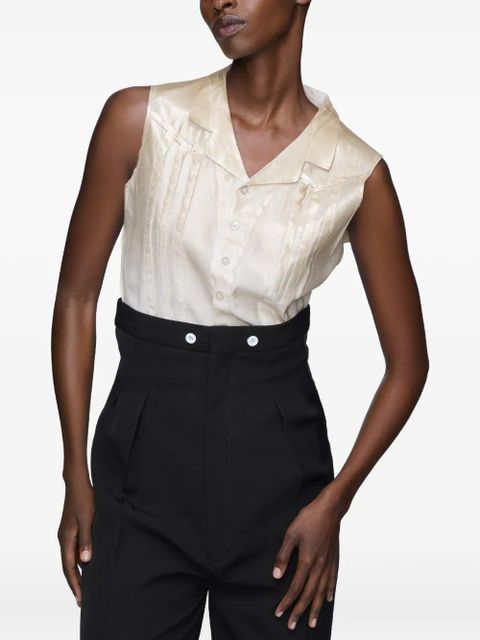 Maison Margiela perforated sleeveless shirt - Neutrals