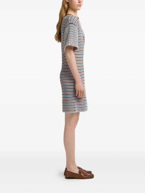 Marni striped crocheted A-line dress - Blue