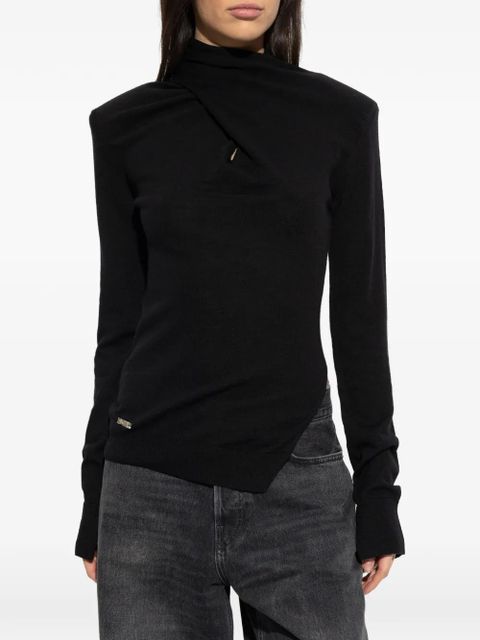 The Attico twist-design turtleneck top - Black