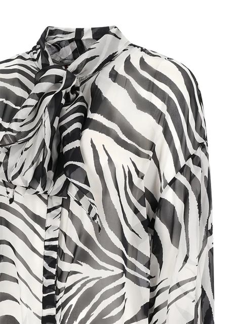 Max Mara Ballata zebra-print pussy-bow blouse - White