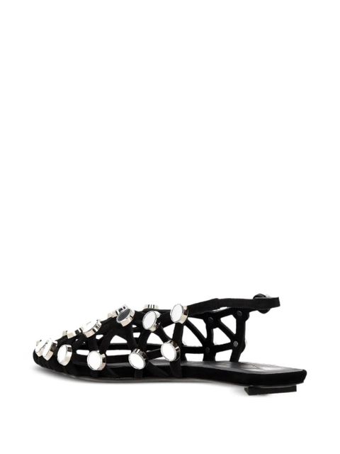 The Attico grid-embelished suede pointed-toe flat pumps - Black