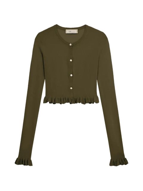 Blumarine ruffled-sleeve cardigan - Green - zdjęcie produktu nr 1