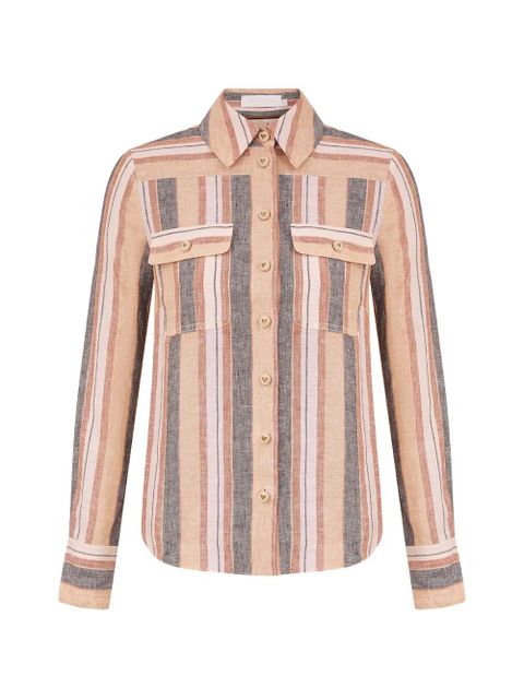 ZIMMERMANN Wanderlust striped patch-pocket shirt - Neutrals - zdjęcie produktu nr 1