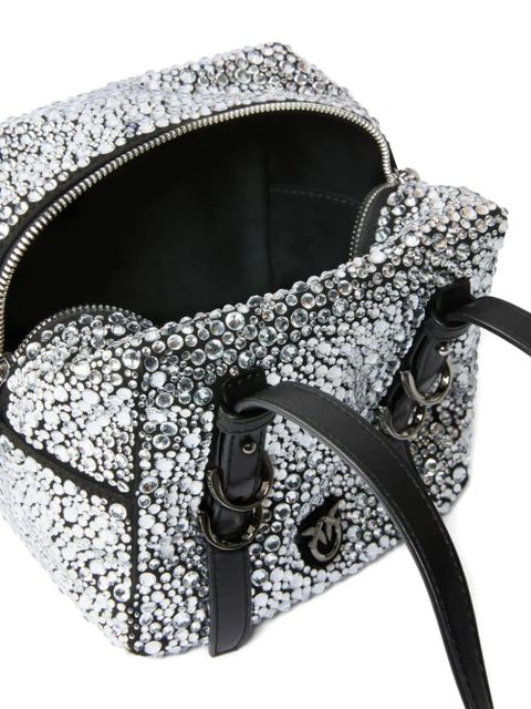 PINKO rhinestone-embellished shoulder bag - Black