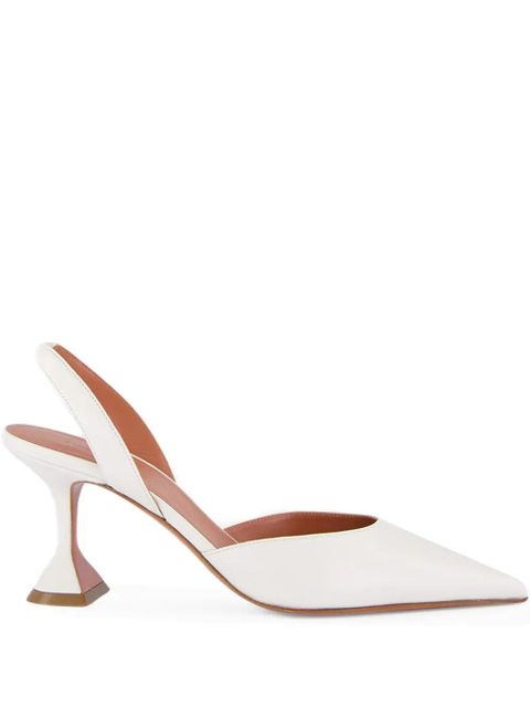 Amina Muaddi slingback-strap leather heeled pumps - White - zdjęcie produktu nr 1