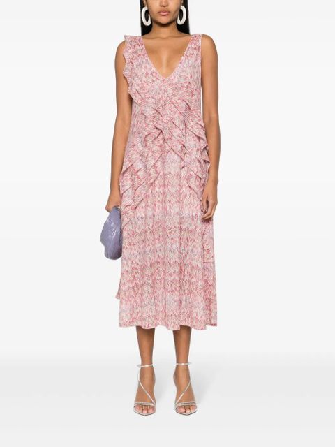 Missoni zigzag ruffled midi dress - Pink